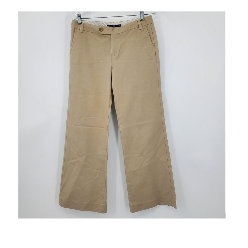 Gap Y2K Khaki Wide Leg Low Rise Stretch Trousers Tan Pants 8 Academia Preppy‎